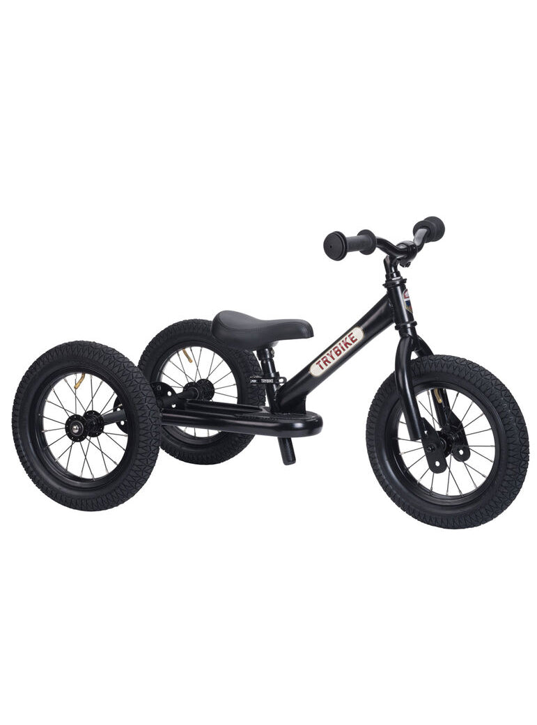 Matte Black Steel Trybike Tricycle For Children - Front Image 1