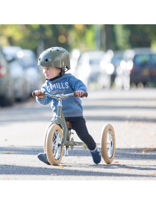 Matte Green Vintage Trybike Tricycle For Children - Lifesyle Image 2