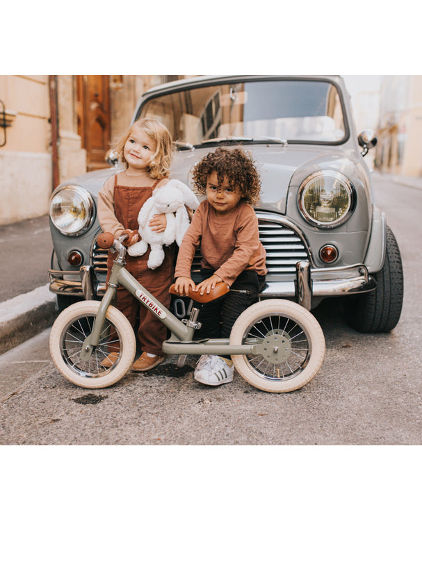 Matte Green Vintage Trybike Tricycle For Children - Lifesyle Image 4