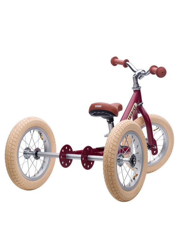 Matte Red Vintage Trybike Tricycle For Children - Back Image 1