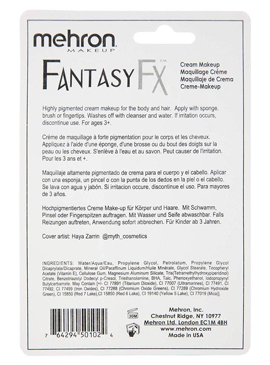 Black Mehron Fantasy FX Cream Face and Body Paint Costume Makeup - Back Image
