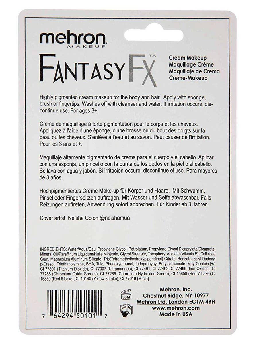 White Fantasy FX Cream Costume Makeup - Back Image