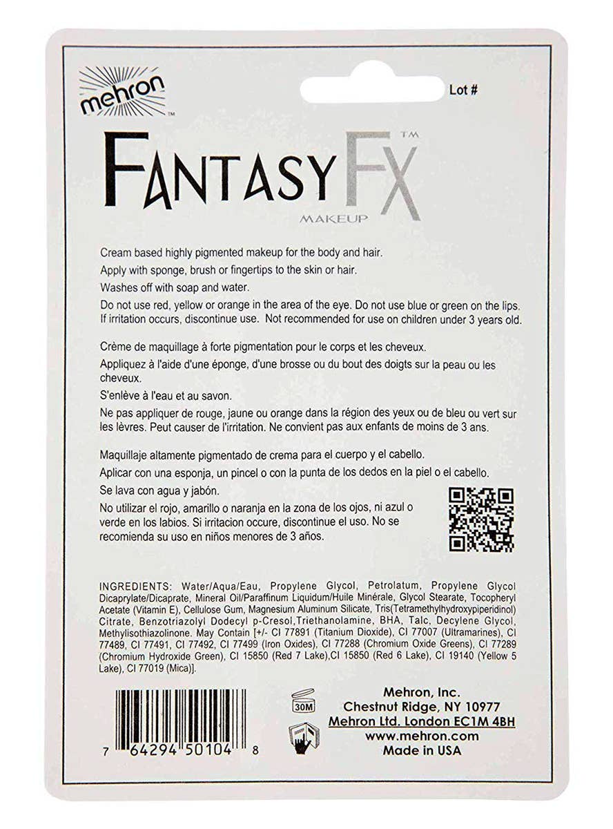 Yellow Mehron Fantasy FX Cream Costume Makeup - Back Image