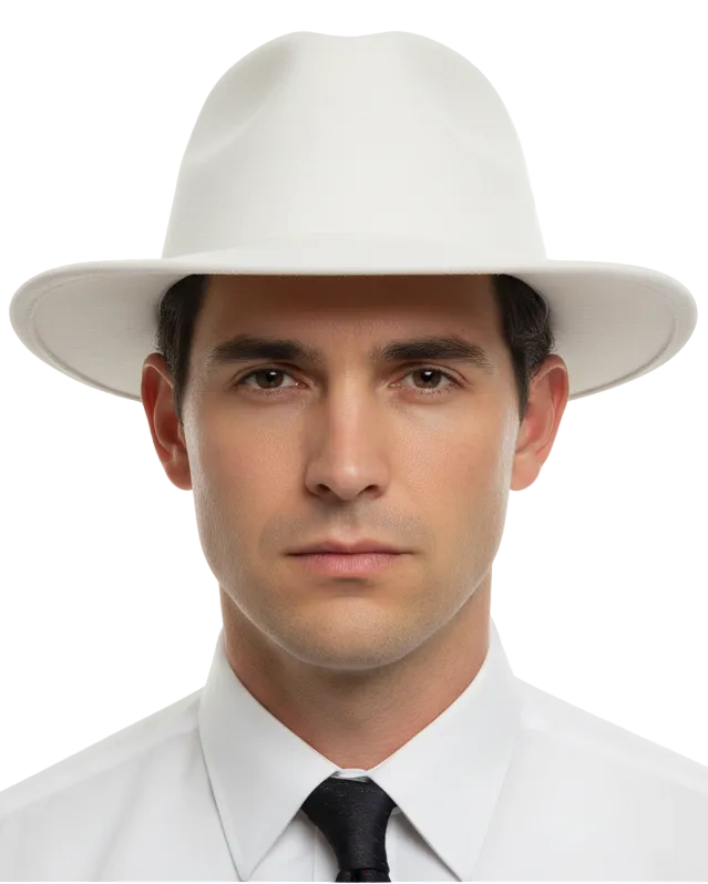 Mens White 1920s Fedora Hat