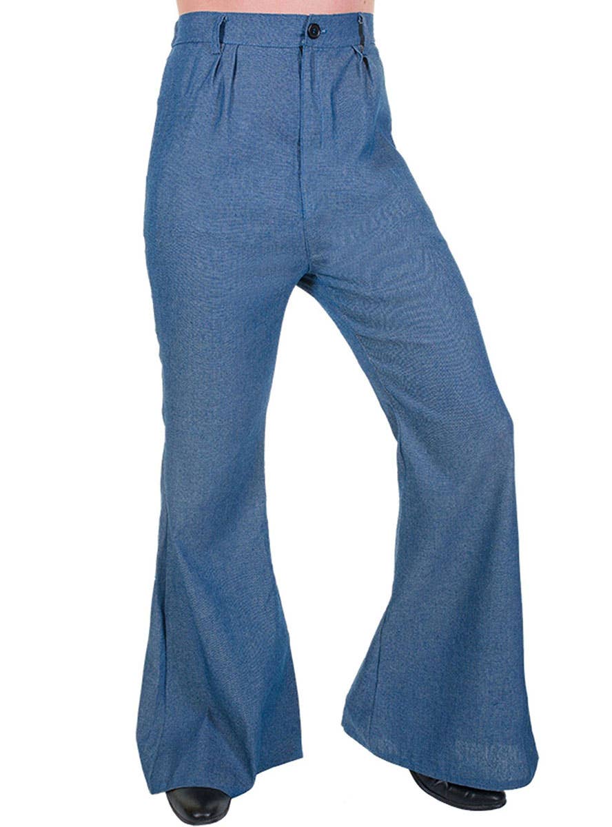 1970s Denim Look Mens Bell Bottom Costume Pants