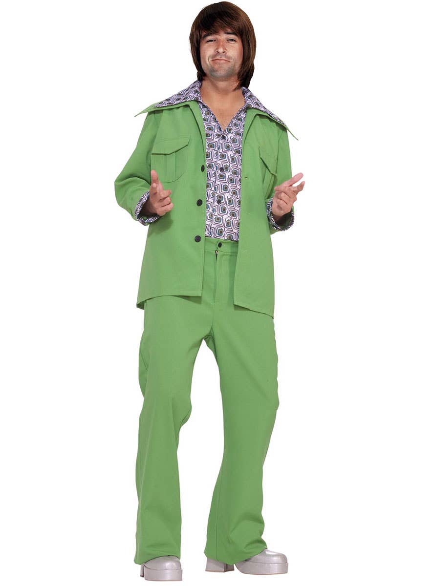 70's Green Leisure Suit Men's Retro Costume - Main Image