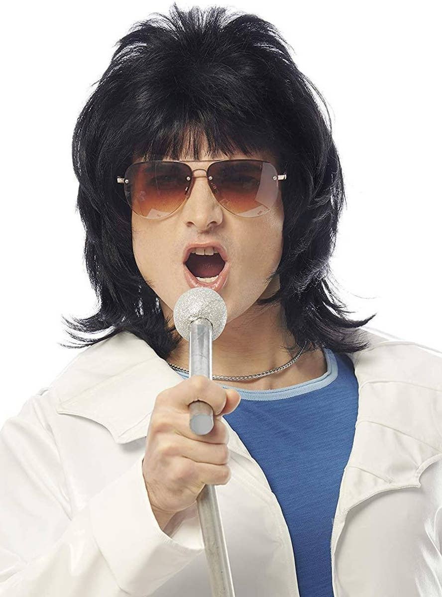 Image of Rock You Men's Black Freddie Mercury Costume Wig