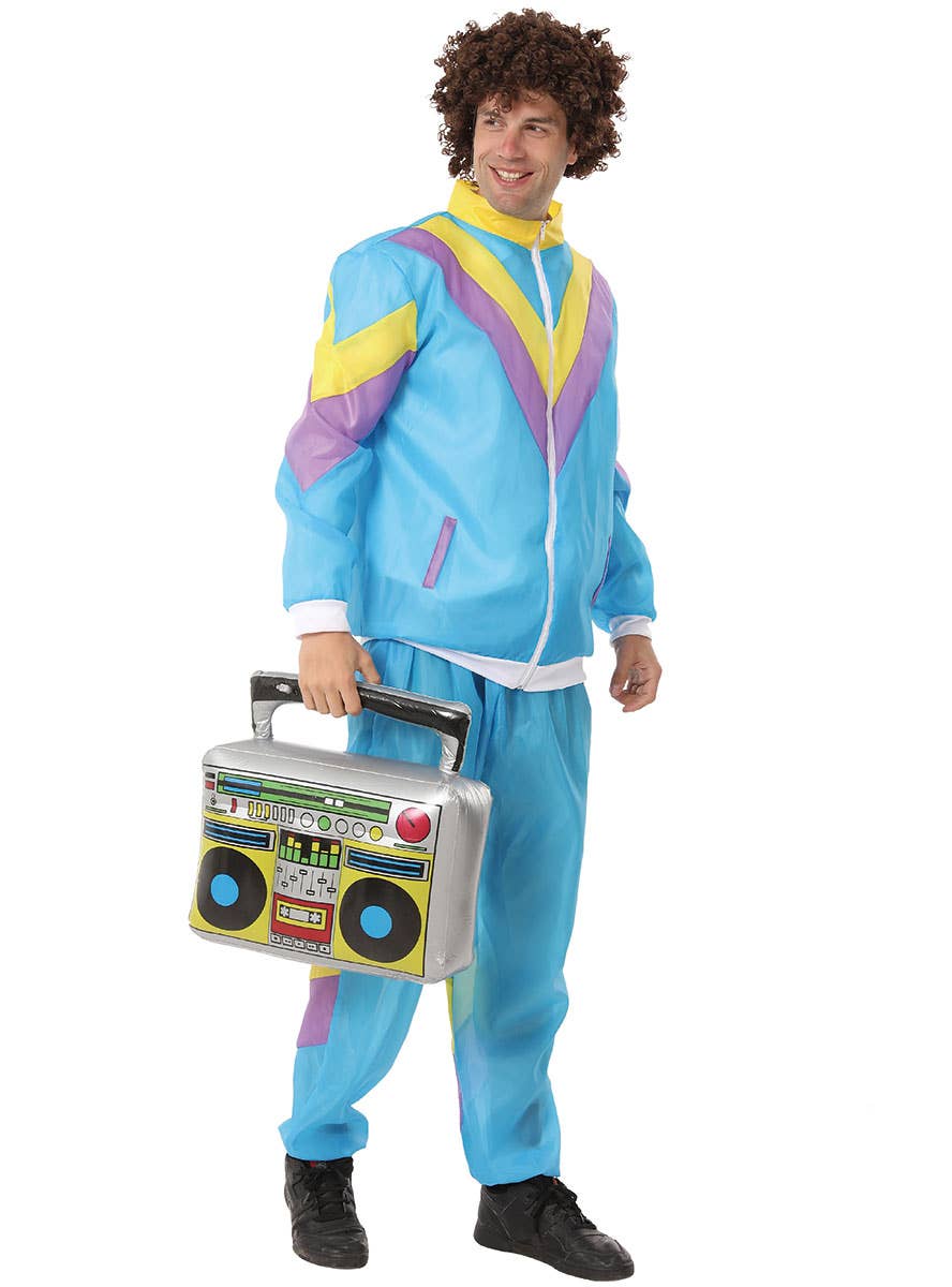 Image of Radical Blue 1980s Men's Shell Suit Costume - Alternate Image