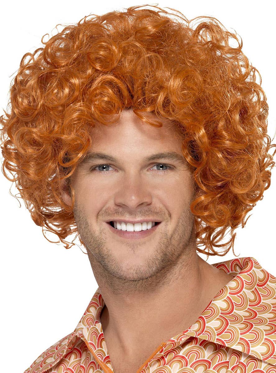 Curly Orange Men's Afro Costume Wig