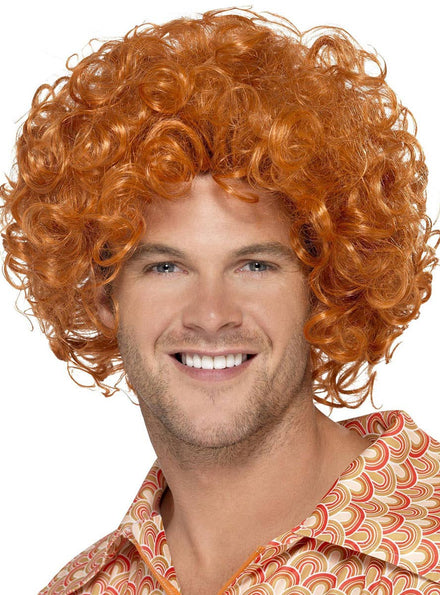 Curly Orange Men's Afro Costume Wig
