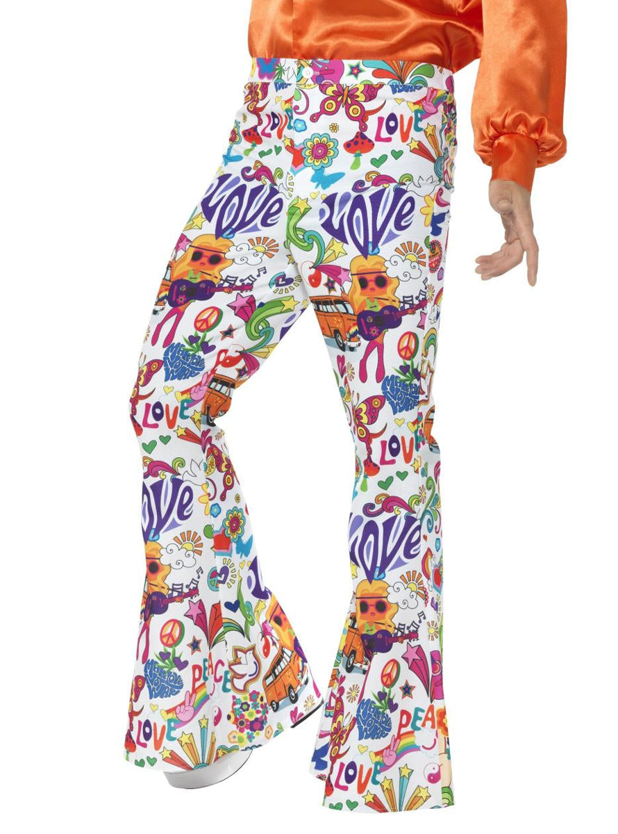 1970s Men's Hippie Print Flared Costume Pants - Zoom Image