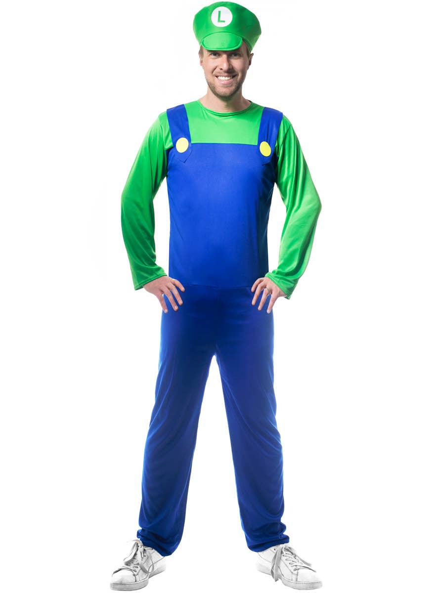 Image of Super Mens Green Plumber Luigi Costume