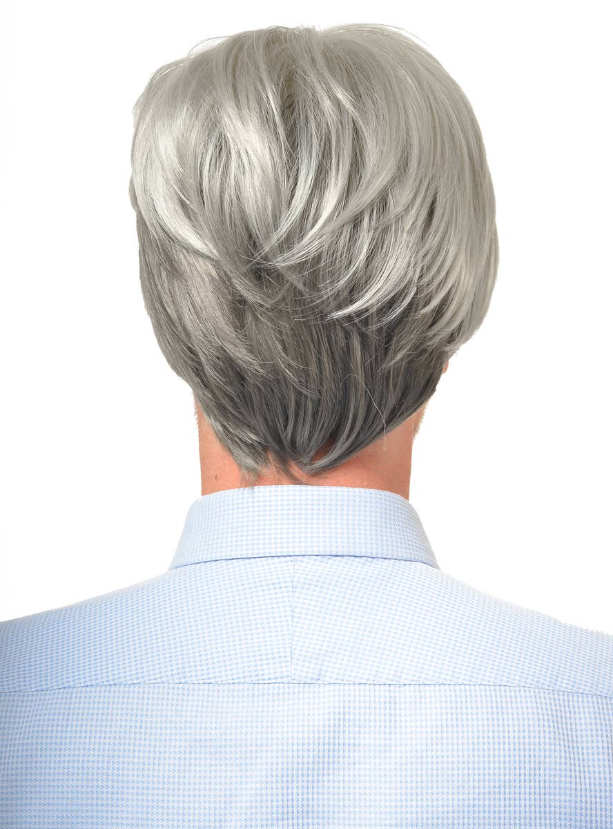 Image of Middle Age Business Men's Silver Fox Costume Wig - Back View