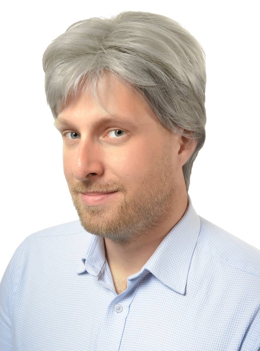 Image of Middle Age Business Men's Silver Fox Costume Wig - Side View