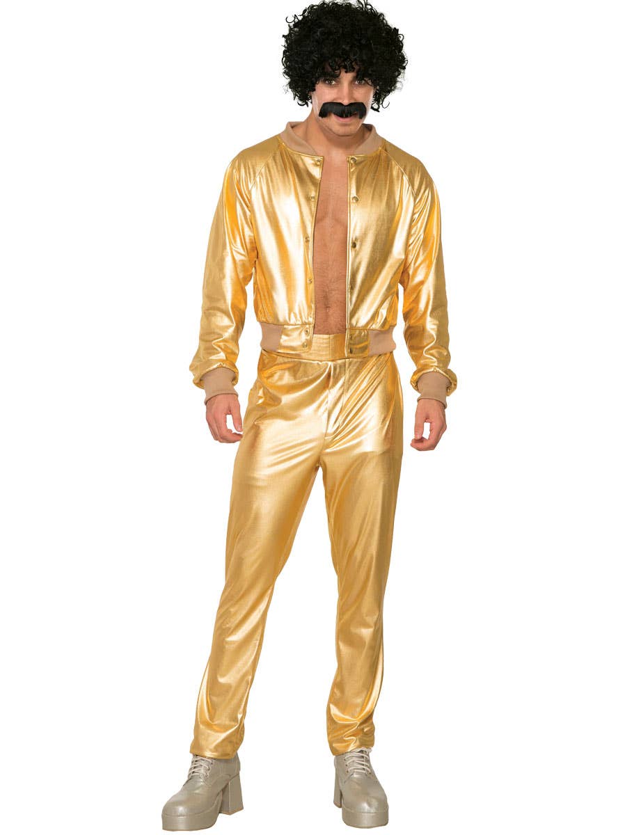 Mens Metallic Gold Disco Suit Costume - Alternative Image
