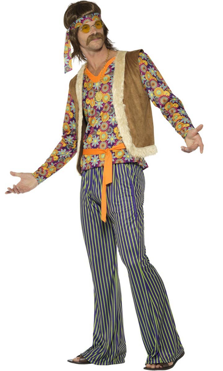 Men's 1960's Woodstock Hippie Costume - Side Image