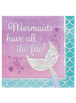 Mermaid Shine Iridescent 16 Pack Mermaids Have All the Fun Lunch Napkins – Main Image