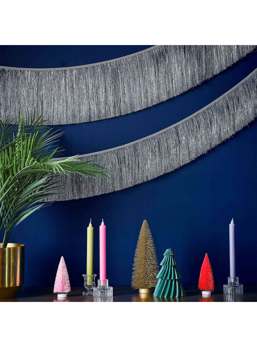 Merry And Bright Silver Tinsel Garlands 2 Pack 2m Long – Lifestyle Image