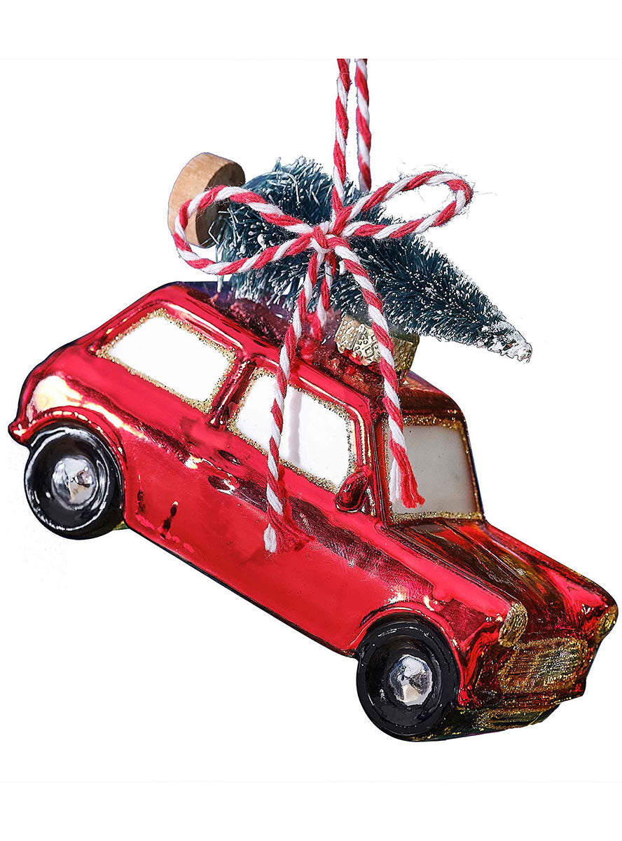 Merry And Bright Red Car Hanging Christmas Ornament 7cm – Main Image