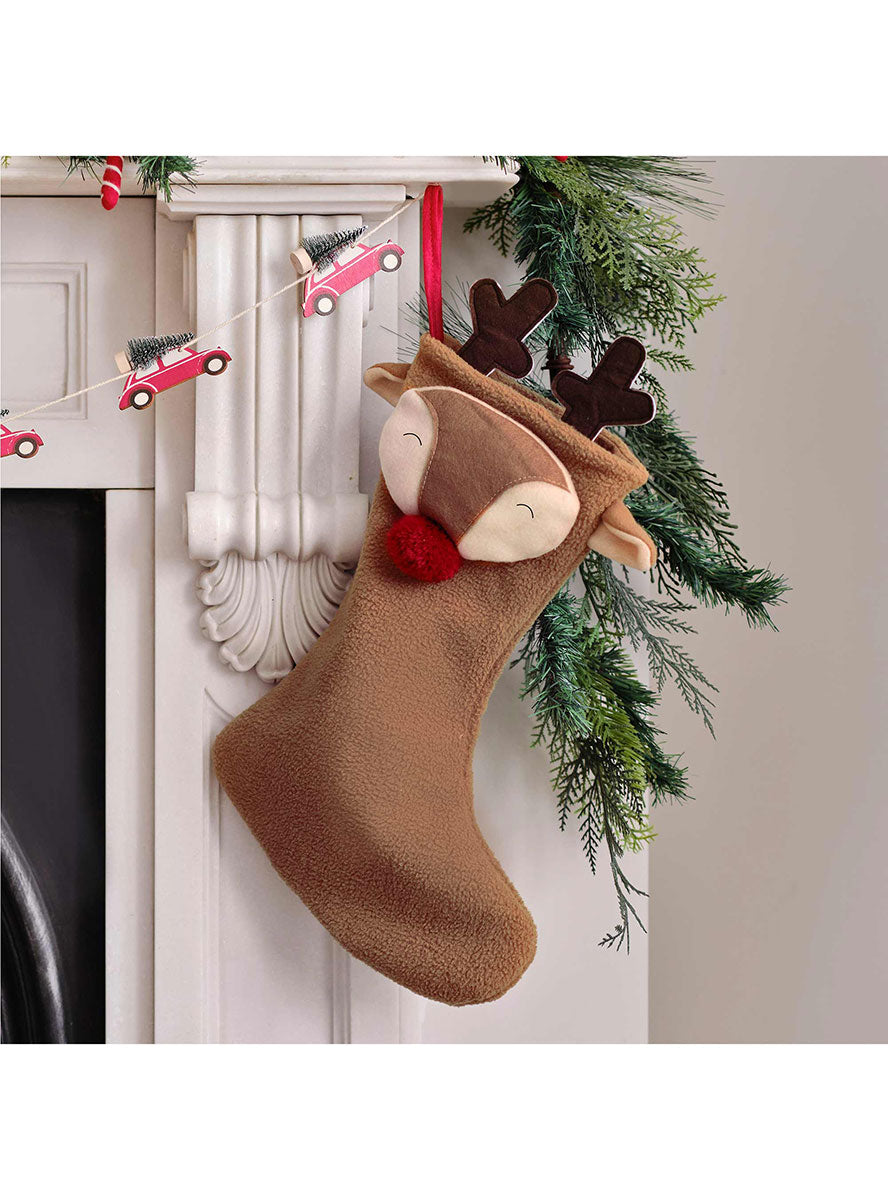 Merry Little Christmas Hanging Reindeer Stocking 42cm – Lifestyle Image