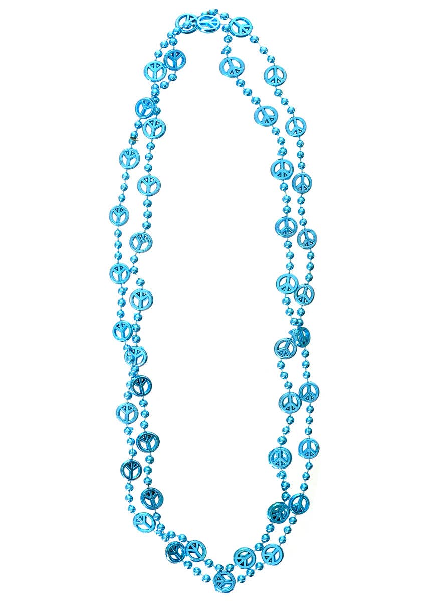 Metallic Blue Beaded Peace Sign Costume Necklaces