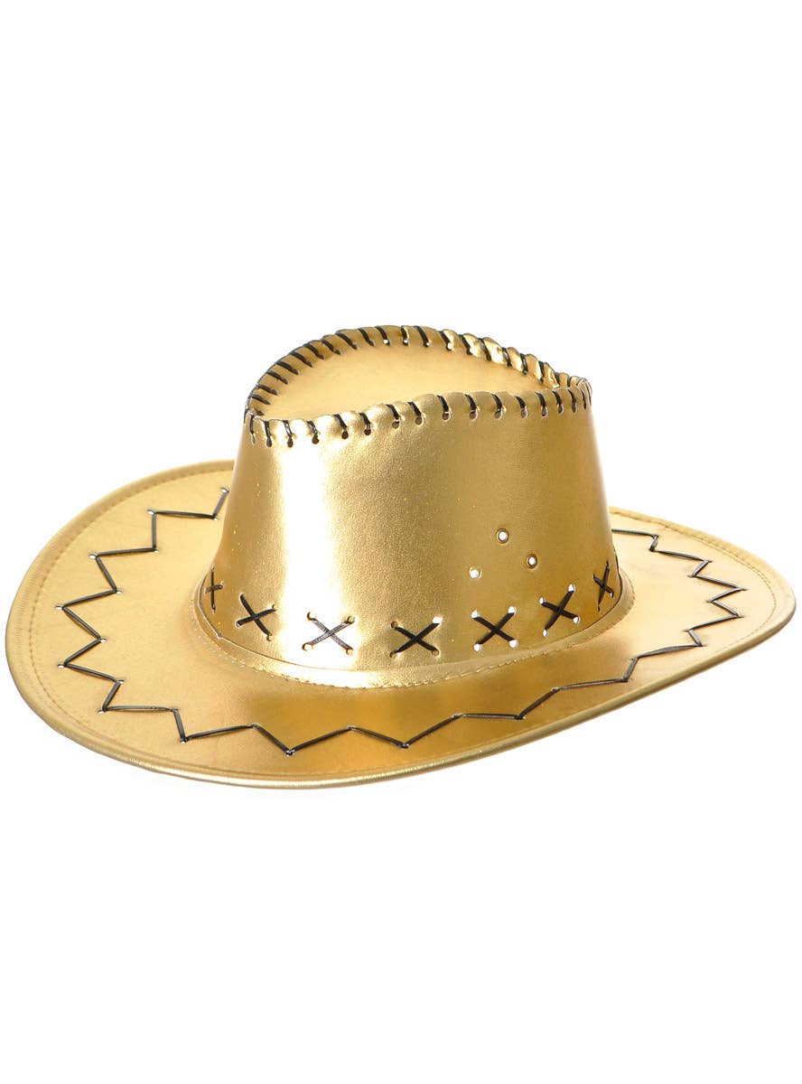 Image of Metallic Gold Womens Cowboy Costume Hat
