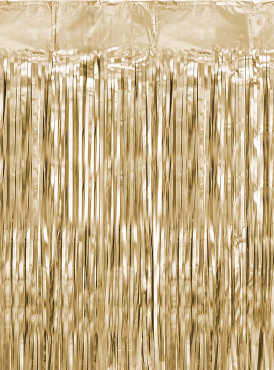 Metallic Gold Fringe 200cm Party Curtain Backdrop - Main Image