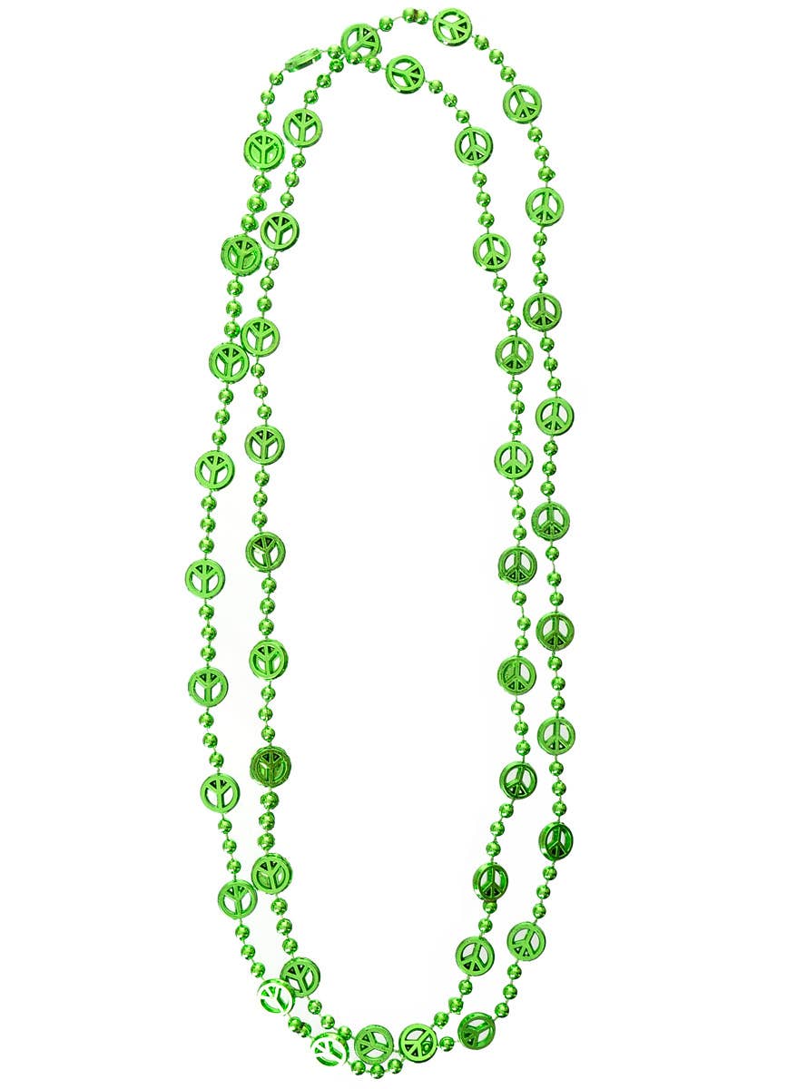 Metallic Green Beaded Peace Sign Costume Necklaces