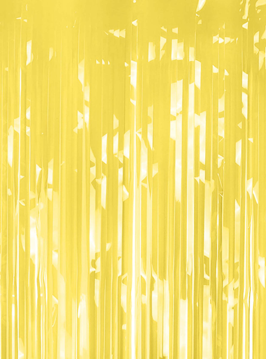 Metallic Light Yellow Fringe 200cm Party Curtain Backdrop