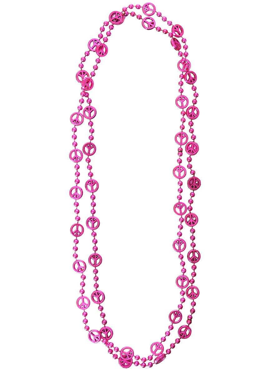 Metallic Magenta Beaded Peace Sign Costume Necklaces