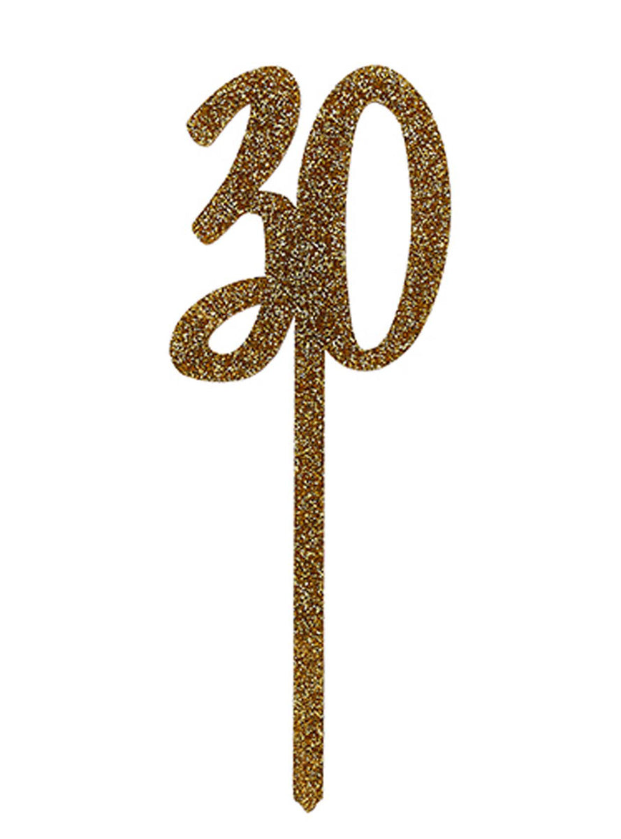 Metallic Mix Up 20cm Gold Glitter 30 Acrylic Cake Topper - Main Image