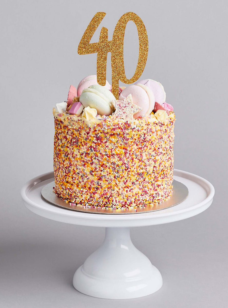 Metallic Mix Up 20cm Gold Glitter 40 Acrylic Cake Topper - Lifestyle Image