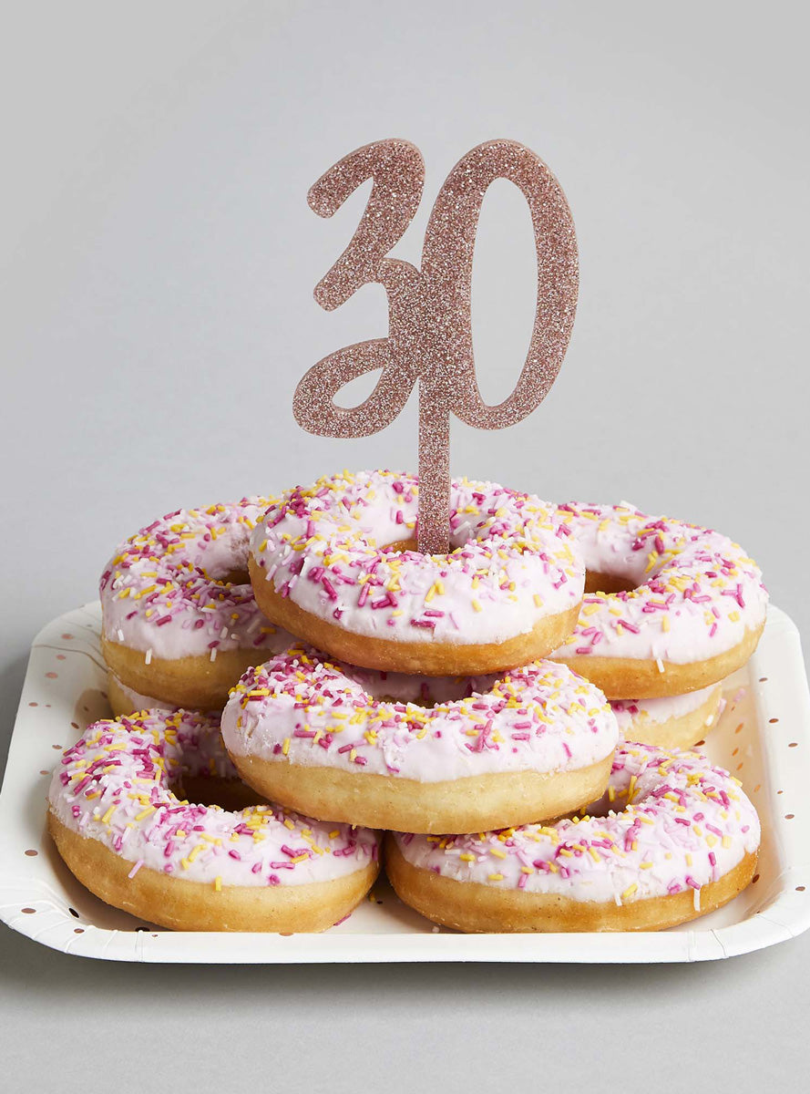 Metallic Mix Up 20cm Rose Gold Glitter 30 Acrylic Cake Topper - Lifestyle Image