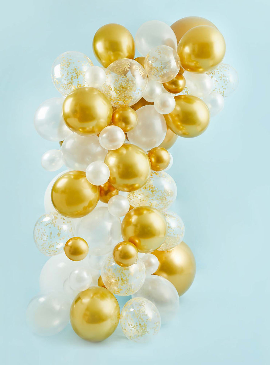 Metallic Mix Up 64 Piece Gold Balloon Arch Kit - Lifestyle Image