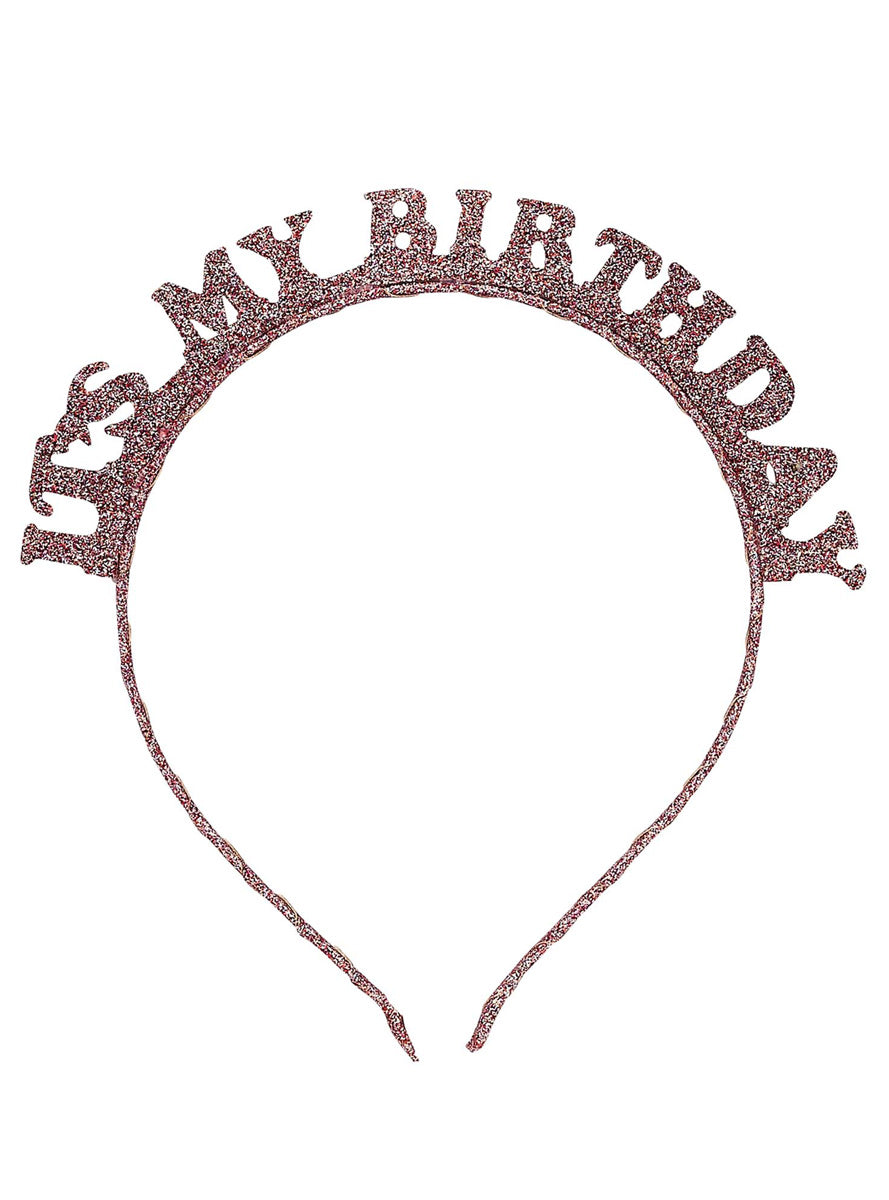 Metallic Mix Up Rose Gold Glitter Its My Birthday Headband - Main Image