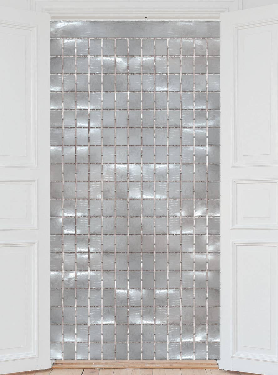 Image of Metallic Silver Square Foil 2m x 90cm Backdrop Decoration
