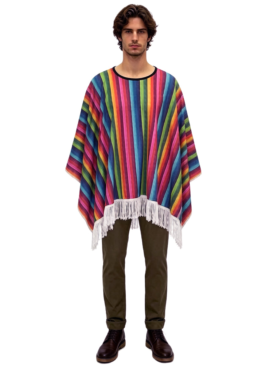 Multicolour Mexican Poncho Adults Costume