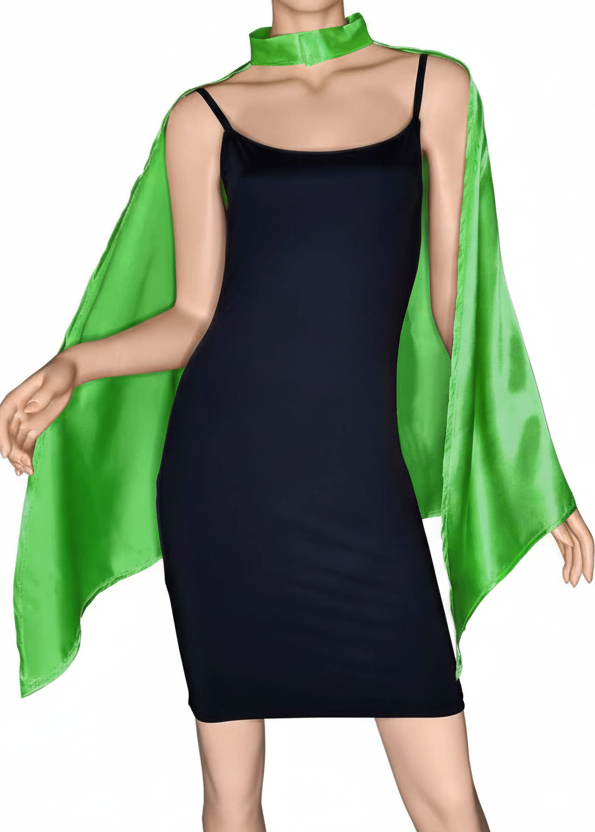 Green Satin Mid Length Costume Cape - main image