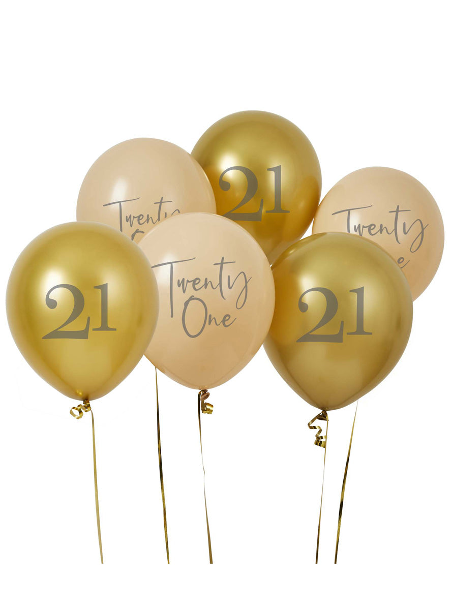 Milestone 21st Birthday 6 Pack 30cm Printed Latex Balloons - Main Image 1