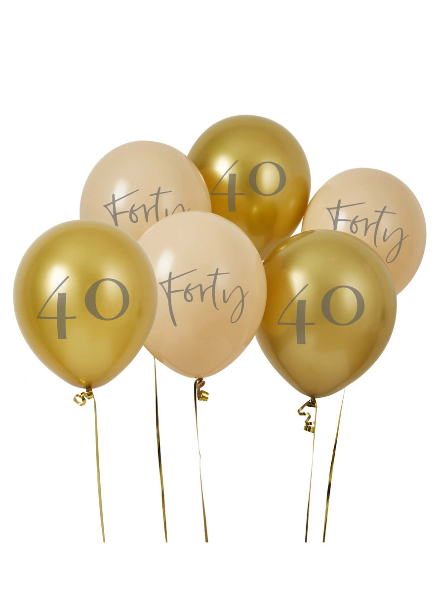 Milestone 40th Birthday 6 Pack 30cm Printed Latex Balloons - Main Image