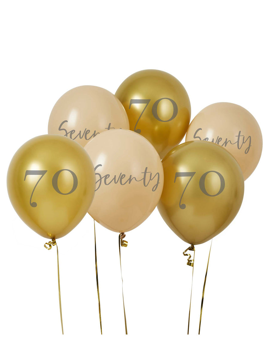 Milestone 70th Birthday 6 Pack 30cm Printed Latex Balloons - Main Image