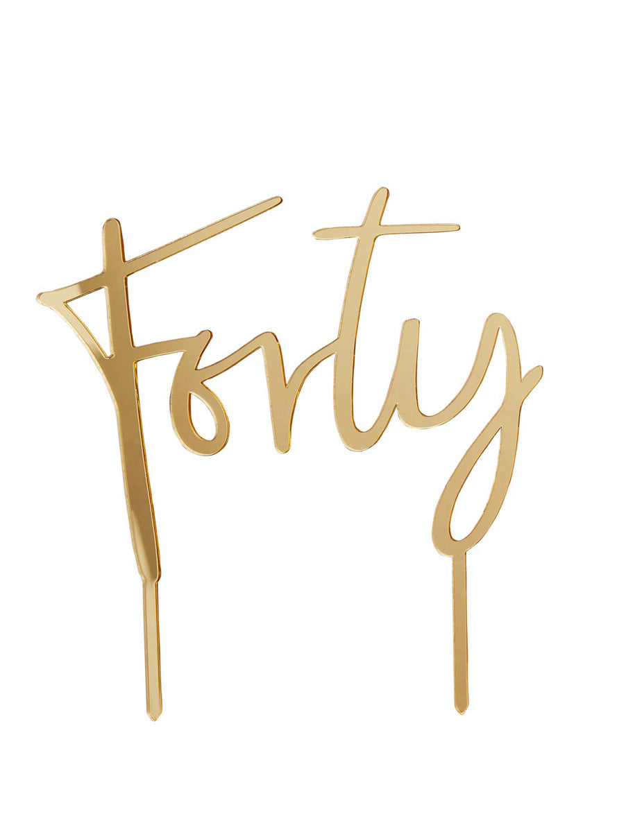 Milestone Birthday 40 Gold 16cm Acrylic Cake Topper - Main Image