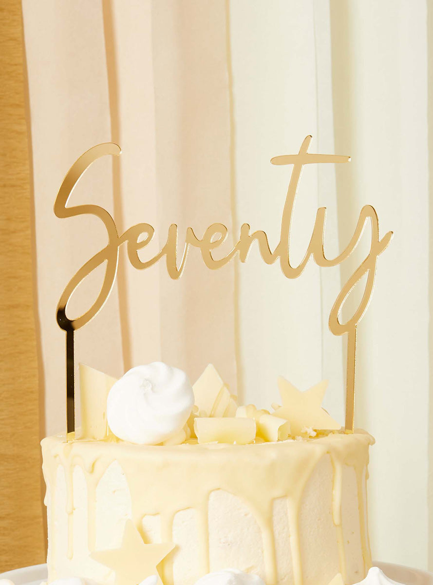 Milestone Birthday 70 Gold 16cm Acrylic Cake Topper - Lifestyle Image