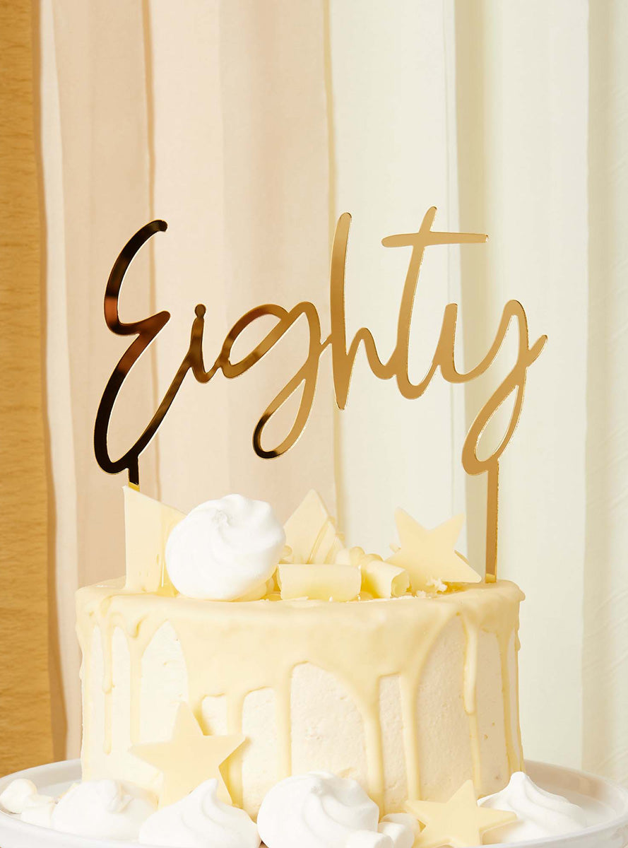 Milestone Birthday 80 Gold 16cm Acrylic Cake Topper - Lifestyle Image