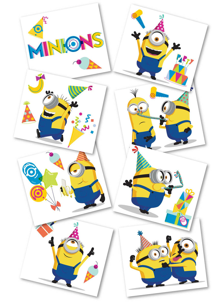 Minions Temporary Tattoos 8 Pack - Main Image