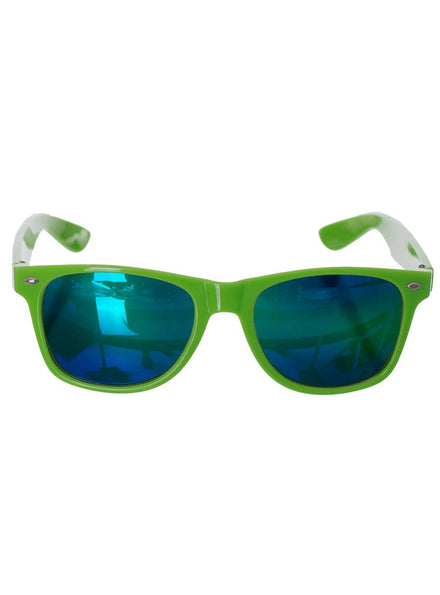 Green Reflective Mirror Lens 80s Costume Accessory Sunglasses Main Image