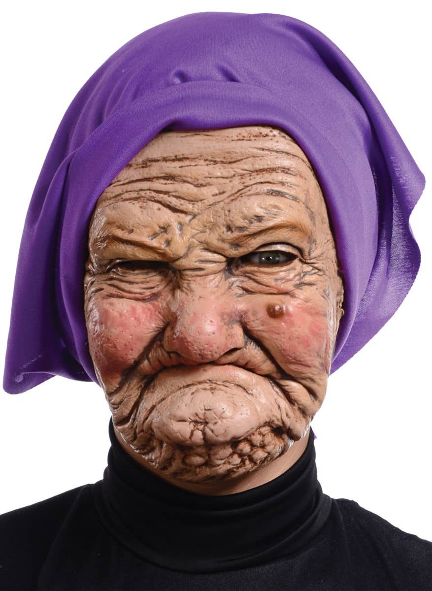 Adult's Novelty Old Woman Grumpy Granny Latex Halloween Costume Mask Main Image