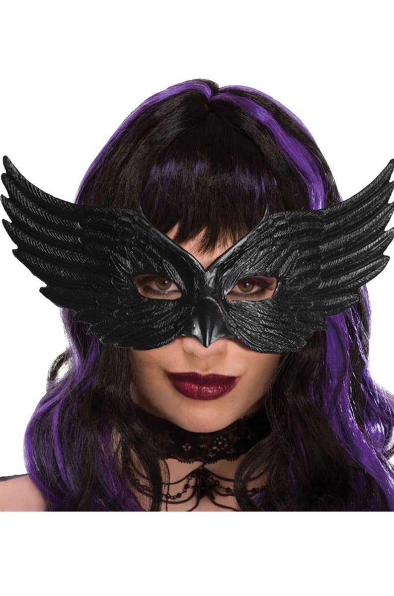 Black Raven Crow Winged Molded Plastic Halloween Masquerade Costume Mask Costume Accessory Main Image