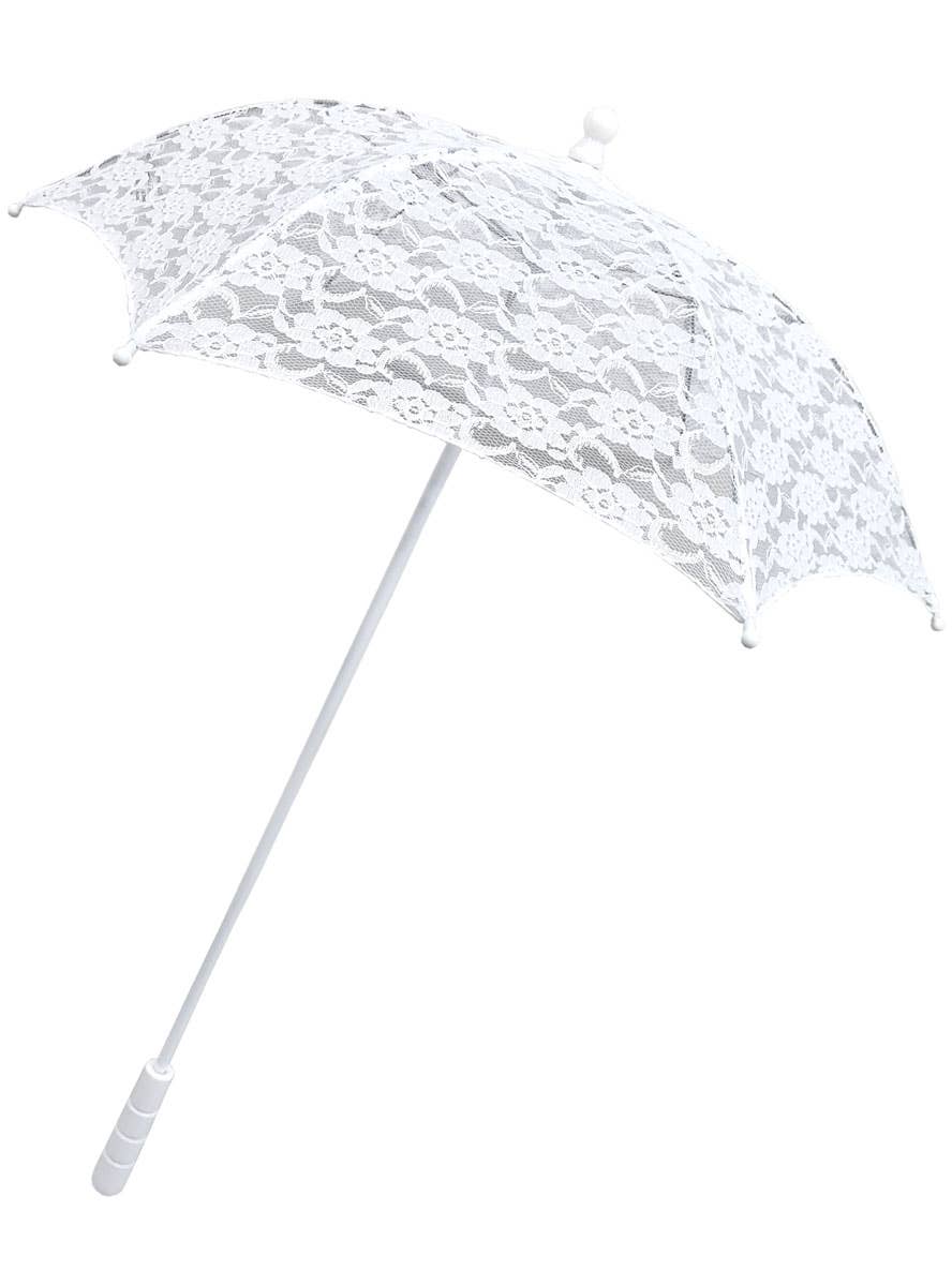 Image of Sheer White Lace Victorian Parasol Costume Accessory