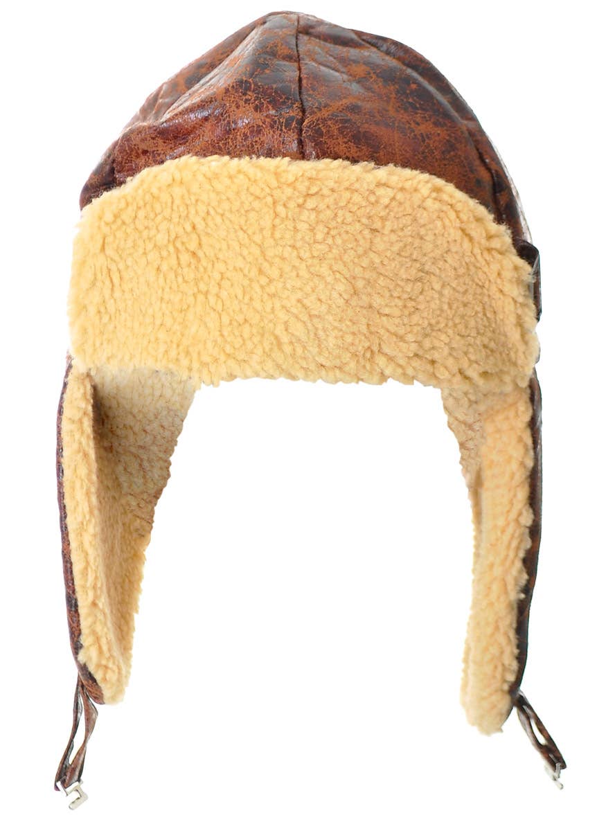 Image of Woollen Look Brown 1940s Aviator Costume Hat